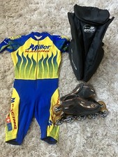 Miller Inline Skate Lot Copperhead Skinsuit Skate Bag Size 10.5