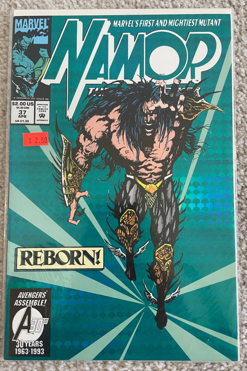Namor the Sub-Mariner #37 April 1993 Marvel Comics Holographix Cover Jae Lee