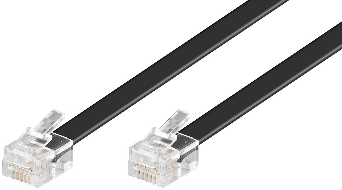 10x Modularanschlußkabel; Tel 6p6c/rj12 600 Black 6m Sb