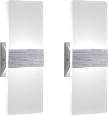 Modern Wall Sconce 12W, Set of 2 LED Wall Lamp Cool White Acrylic Material Hardw
