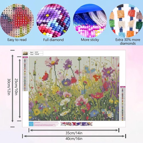Flowers Diamond Painting Kits-Wild Flower Diamond Art for Adults Kids - Picture 3 of 7