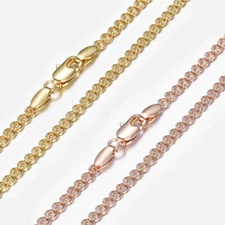 3mm Unisex Snail Link Necklace 20" Rose/Yellow Gold Filled Chain Necklace Gift