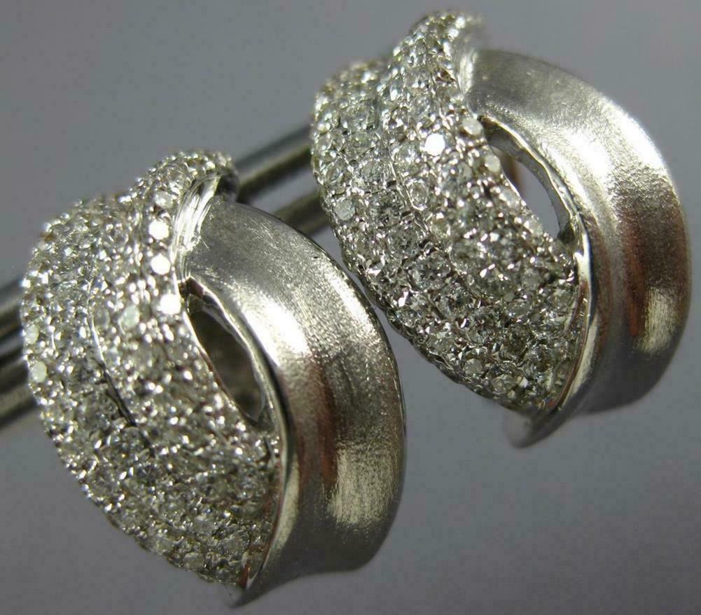 FILA ESTATE .80CT DIAMOND 18KT WHITE G 3D MULTI ROW MATTE & SHINY CLIP ON EARRINGS