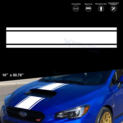 50.78" x 10" White Wrinkle-free KK Vinyl Front Hood Bumper Stripe ...