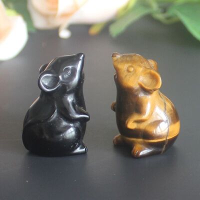 Carved crystal mouse rat mice figurine animal statue carving home decor 1.5''