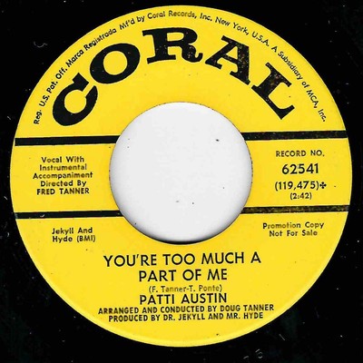 NORTHERN SOUL - PATTI AUSTIN - YOU'RE TOO MUCH A PART OF ME - CORAL DEMO