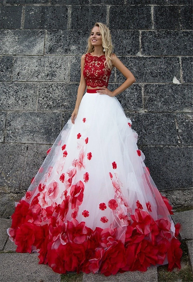 2023 Bridal Gowns Dark Red Red Gown For Wedding With 3D Rose Flowers  Cathedral Train Arabic Middle East Church Off Shoulder Backless From  Donnaweddingdress12, $182 | DHgate.Com