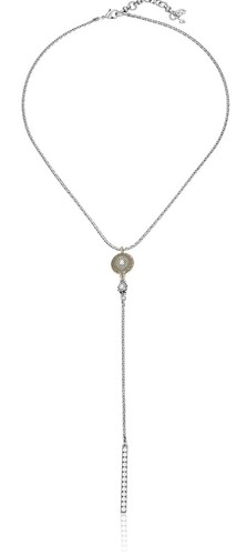 Lucky Brand 2 Tone Silver & Gold Lariat w/ Pearls Drop Necklace - Picture 2 of 9