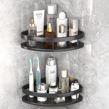 2Pcs Bathroom Corner Shower Shelf Shampoo Soap Holder Rack Storage Organiser UK
