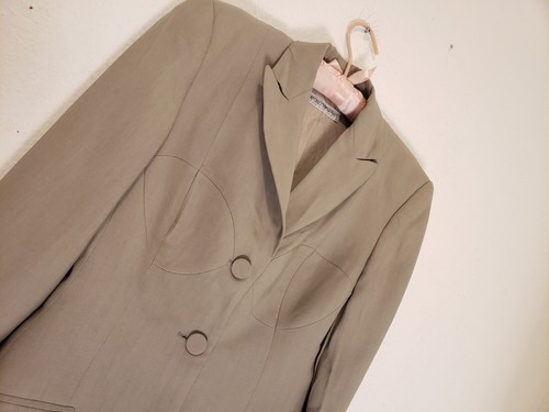 Vtg 90s Emporio Armani Sz 40 Italy Gray Womens Blazer Stitched Bra Designer - Picture 3 of 8
