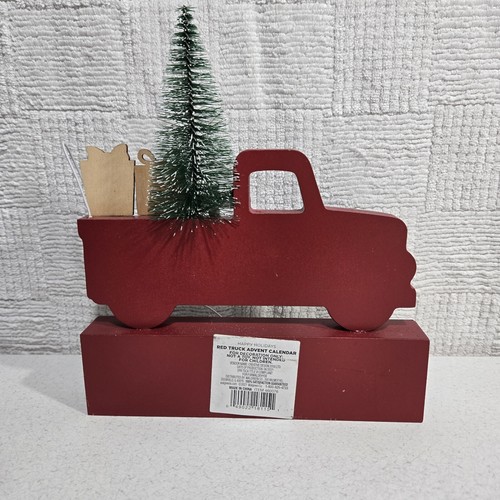 Red Truck W/tree Days til Christmas Countdown Advent Calendar Table Top Wood New - Picture 2 of 6