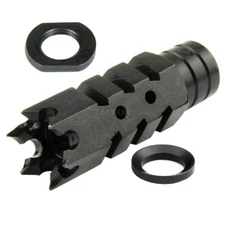 Shark Muzzle Brake 1/2" x 28 Thread for .223 .22LR /w Crush Washer & Jum Nut