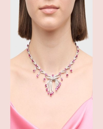 Oval Lab Burma Ruby Luxurious Necklace 925 Sterling Silver Red Carpet High Jewel - 第 5/8 張圖片