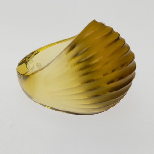 Signed Lalique Glass Nerita Ring Size J½