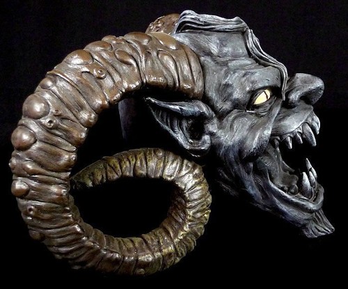 Teufelskopf mit Hörnern - Fantasy Gothic Dämonenschädel Ritualbedarf - Bild 2 von 5
