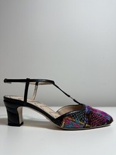 Authentic Gucci Marmont T-Strap Tweed Pumps   Pink Multicolor Size 37