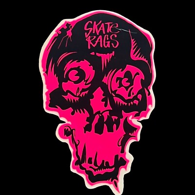 Vintage 1980's Skate Rags Skateboarding Sticker Hot Pink Skull | eBay