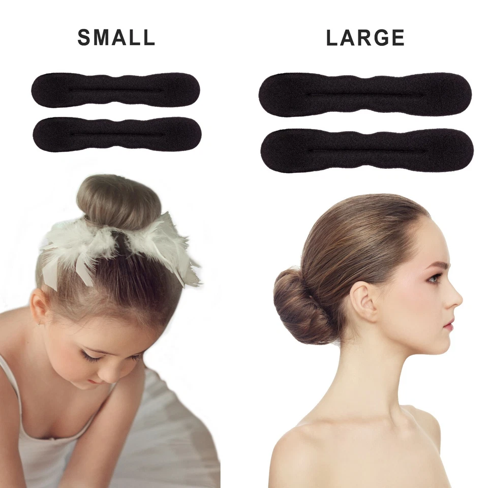 4pcs Black Magic Foam Sponge Bun Maker Hair Donut Ponytail Clip Twist Sock Bun - Image 2 of 4