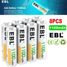 8 Pack EBL Rechargeable AAA Batteries 1100mAh 1.2V Ni-MH Triple A Battery NiMH