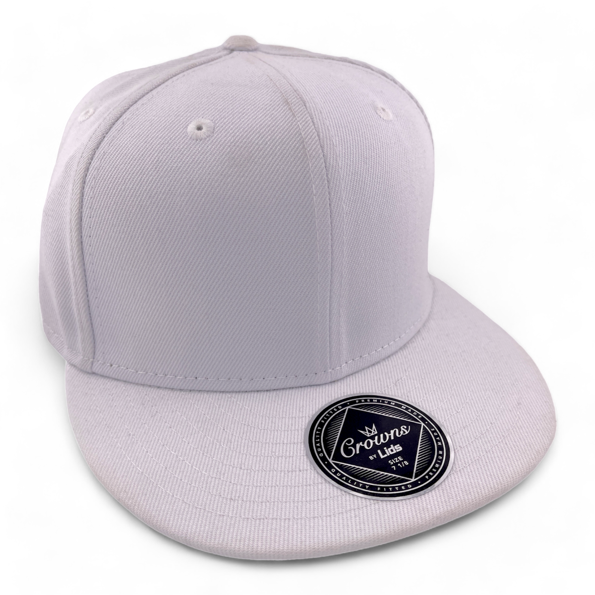 Crowns by Lids Blank For Customs All White Flat Bill Fitted Hat