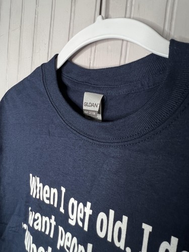Gildan Shirt Mens Medium Navy Blue Funny Graphic Quote Old Man Humor Tee Cotton - Picture 3 of 9