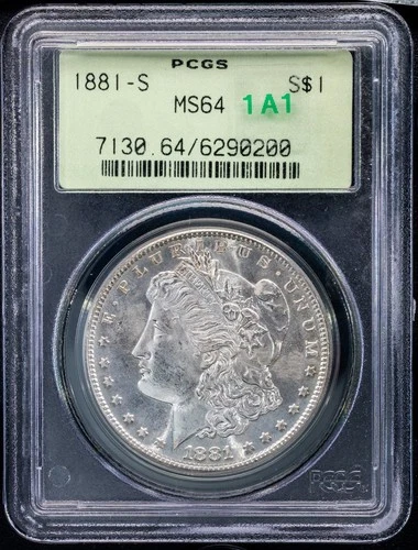 1881-S VAM-1A1 PCGS MS64 Morgan Silver Dollar  (OGH)- 90% Silver