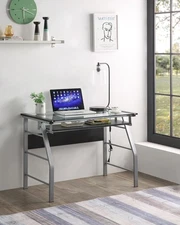 Kings Brand Furniture - Metal & Glass Top Home Office Computer Desk
