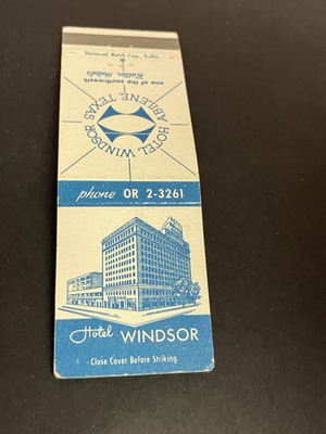#ad Matchbook Cover Hotel Windsor Abilene Texas $9.95