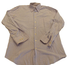 Scott Barber Blue Yellow Striped Long Sleeve Button Up Shirt Men's Medium Dress