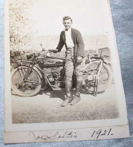 Antique 1921 Photo Indian motorcycle & Man Leather Boots