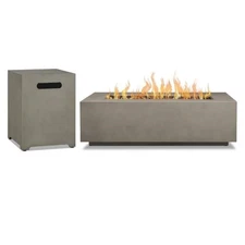 Home Square 2-Piece Set with Large Fire Table with Conversion Kit & Tank Cover