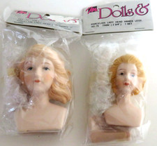 2 New/Vintage 1993 Mangelsen's Porcelain Lady Heads Hands Doll Making Parts