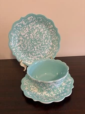 Pioneer Woman COUNTRY SPLATTER Plastic Melamine Plate Bowl Salad Dinner Set Teal