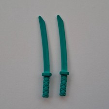 Lego - 2 x Turquoise Minifigure Weapon Sword Katana / Shamshir (21459 / 30173)