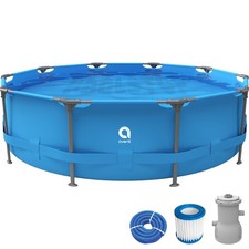 Pool Komplettset Gartenpool Aufstellpool Frame Schwimmbad blau rund Pumpe …