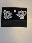 Trifari Design Pat Pend light blue rhinestone clip earrings — photo 1