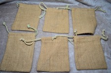 Burlap Mini Jute Drawstring Gift Bags Set of 6 Party Wedding Favors Pouches Sack