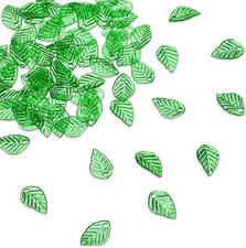 100 Pcs Leaf Beads for Jewelry Making Transparent Green Acrylic Plant Tree Leaf