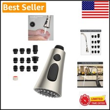 Brushed Nickel 3-Function Kitchen Faucet Head Replacement - 12 Adapters Included
