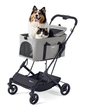 ibiyaya – 3 in 1 Dog/Cat Stroller with Detachable Carrier, XL Cabin