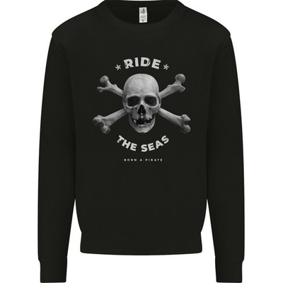 Ride The Seas Jolly Roger Schädel Piraten Segeln Herren Sweatshirt Pullover