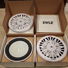 Pair of Pyle PLMRW8 8" 400 Watt 4 Ohm Marine Subwoofers White
