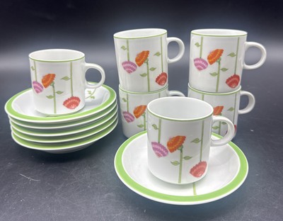 VTG Denby LANGLEY CONTRARIWISE Floral Demitasse Cup Saucer & Set Service For 6