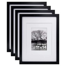 11x14 Picture Frames Set of 4, Made of Solid Wood Covered by Plexiglass 5x7 a...