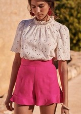 Sézane Dorian Women’s Ruffle Rose VIF Pink Shorts 34 US Size 2