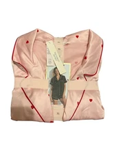 Victoria’s Secret PAJAMA Satin Short. Pink whit red heart . XL. new