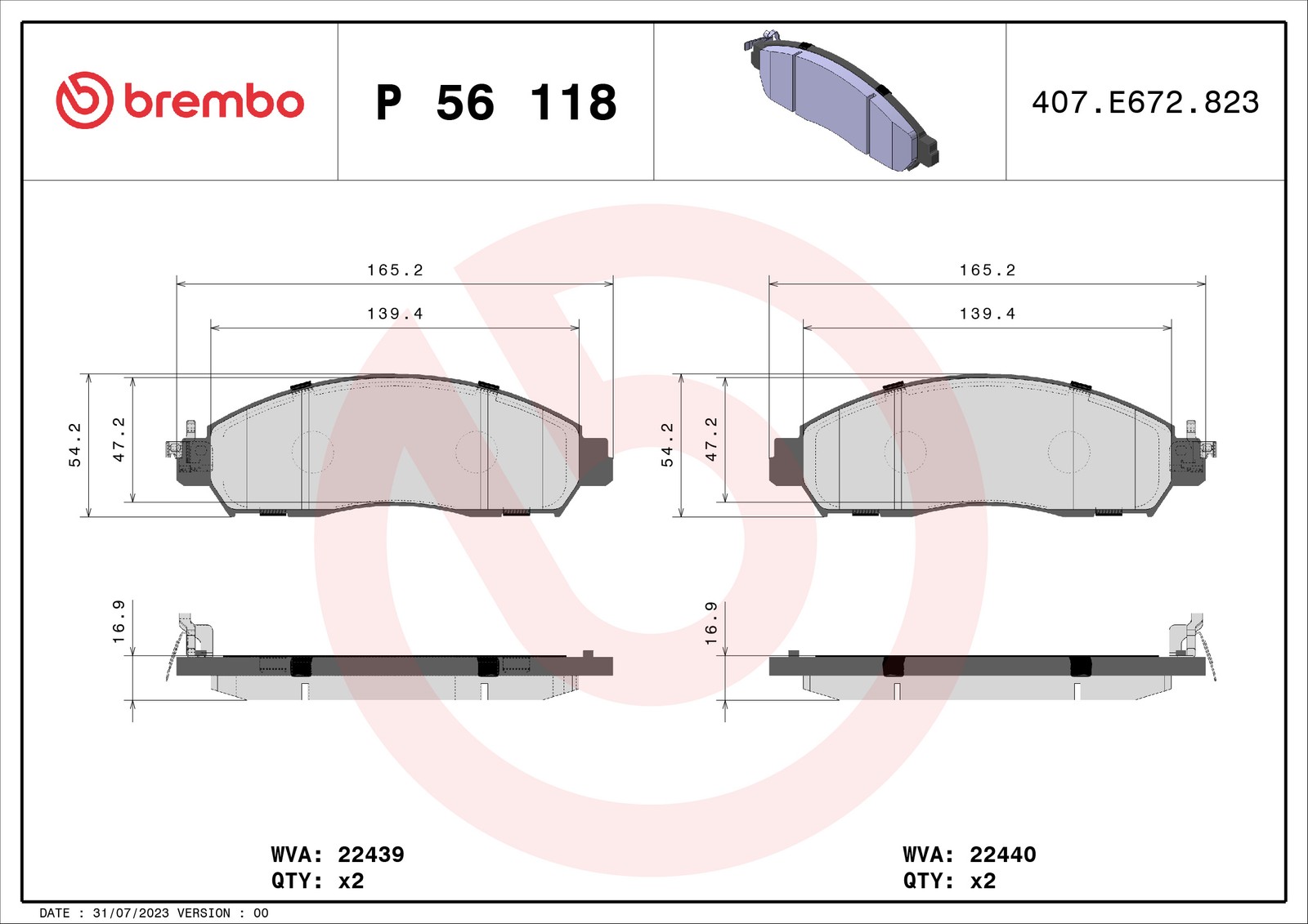 BREMBO Bremsbelagsatz, Scheibenbremse P56118 | Kompatibel mit: NISSAN NAVARA NP300 Pick-up, RENAULT ALASKAN - Bild 8