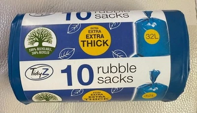 TIDYZ 10 Blue Heavy Duty Builders Rubble Sacks Construction Waste Rubbish Bags Garden