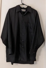 Geoffrey Beene Wrinkle Free Black Button Down Dress Shirt Size 17.5/32-33