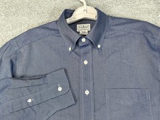 LL Bean Shirt Mens 15-33 Blue Wrinkle Free Traditional Fit Long Sleeve